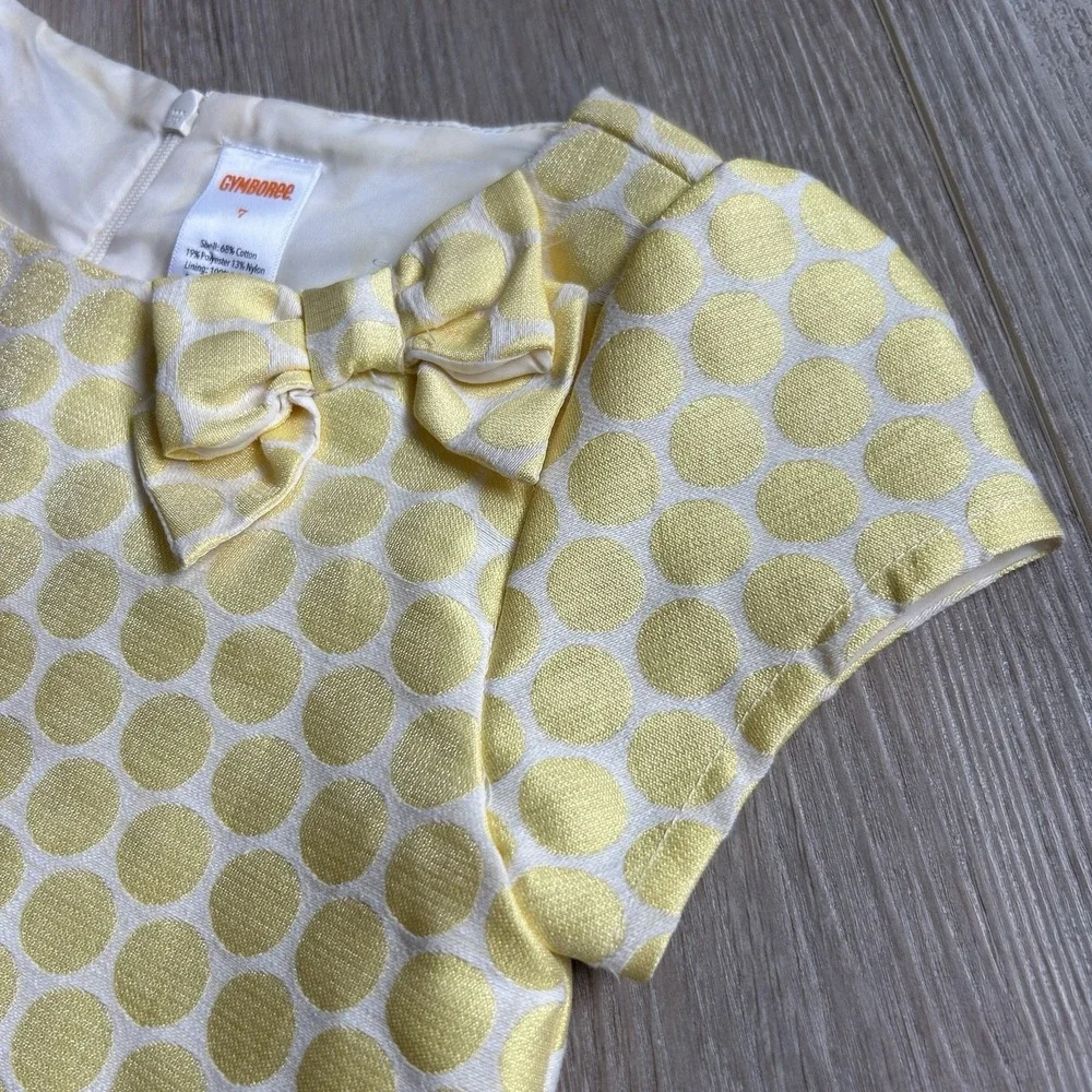 GYMBOREE 2015 Dress Size 7 Yellow Polka Dot Cap Sleeve Special‎ Occassion